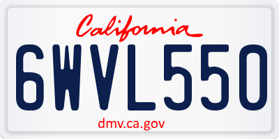CA license plate 6WVL550