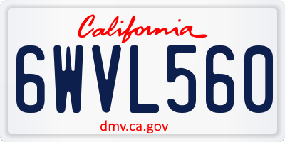 CA license plate 6WVL560