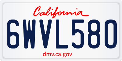 CA license plate 6WVL580