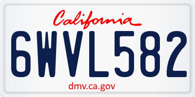 CA license plate 6WVL582