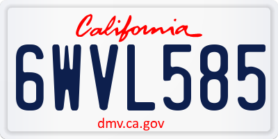 CA license plate 6WVL585