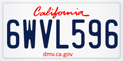 CA license plate 6WVL596