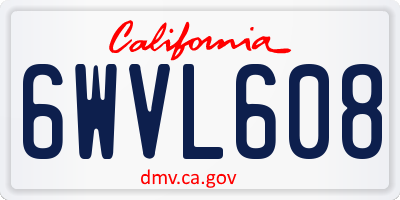 CA license plate 6WVL608