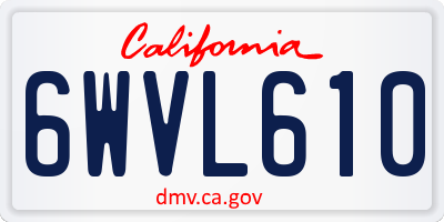 CA license plate 6WVL610