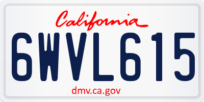 CA license plate 6WVL615