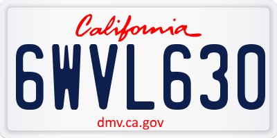 CA license plate 6WVL630
