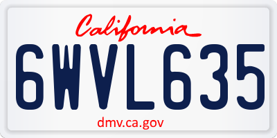 CA license plate 6WVL635