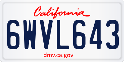 CA license plate 6WVL643