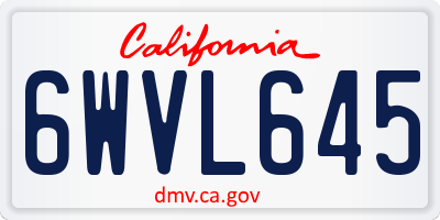 CA license plate 6WVL645