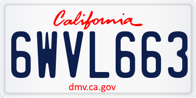 CA license plate 6WVL663