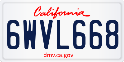 CA license plate 6WVL668