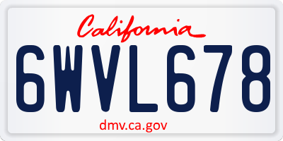 CA license plate 6WVL678