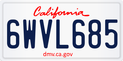 CA license plate 6WVL685