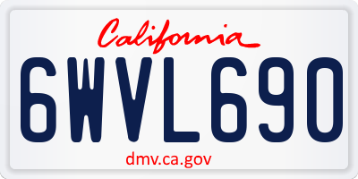 CA license plate 6WVL690