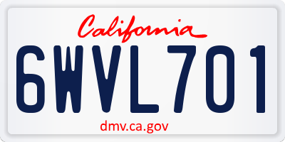 CA license plate 6WVL701