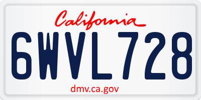 CA license plate 6WVL728