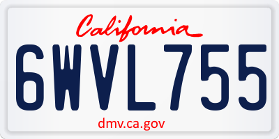 CA license plate 6WVL755
