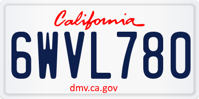 CA license plate 6WVL780