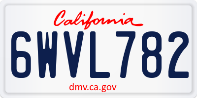 CA license plate 6WVL782