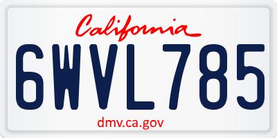 CA license plate 6WVL785