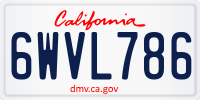 CA license plate 6WVL786