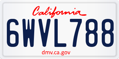 CA license plate 6WVL788