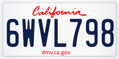 CA license plate 6WVL798