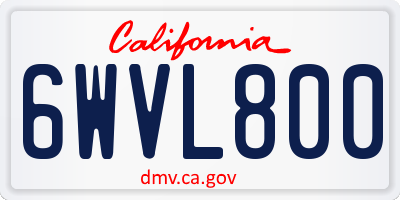 CA license plate 6WVL800