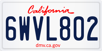 CA license plate 6WVL802