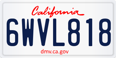 CA license plate 6WVL818