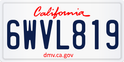 CA license plate 6WVL819