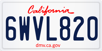 CA license plate 6WVL820