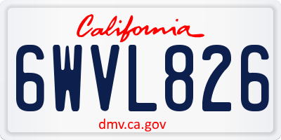 CA license plate 6WVL826