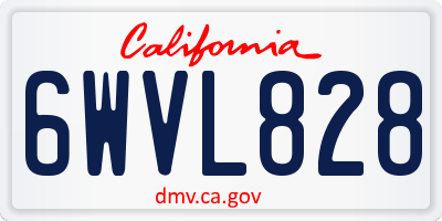 CA license plate 6WVL828