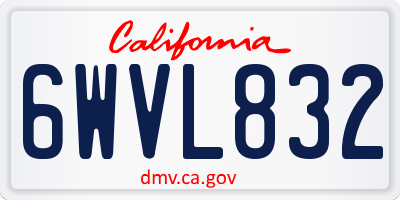 CA license plate 6WVL832