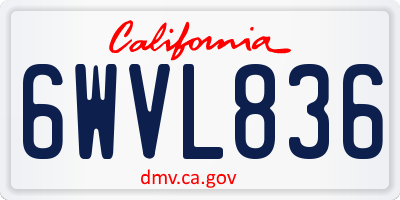 CA license plate 6WVL836