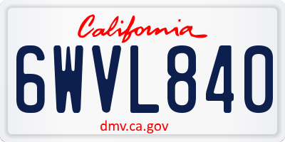 CA license plate 6WVL840
