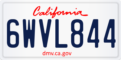 CA license plate 6WVL844
