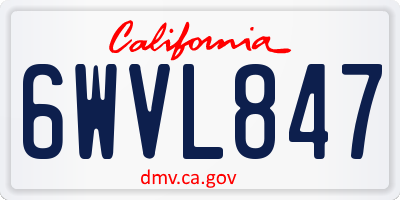 CA license plate 6WVL847