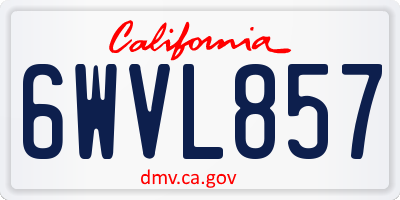 CA license plate 6WVL857