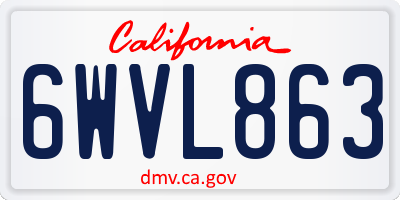 CA license plate 6WVL863