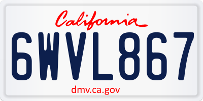CA license plate 6WVL867