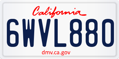 CA license plate 6WVL880