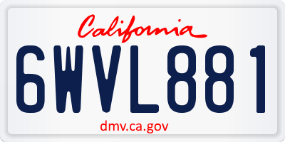 CA license plate 6WVL881