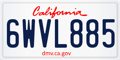 CA license plate 6WVL885