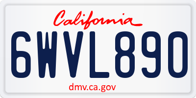 CA license plate 6WVL890