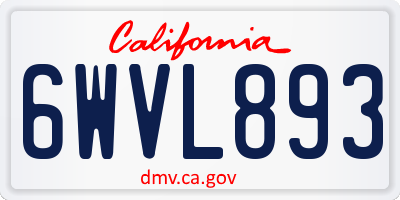 CA license plate 6WVL893