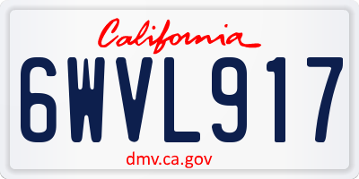 CA license plate 6WVL917