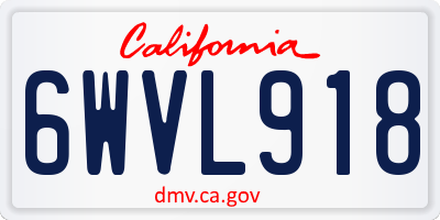 CA license plate 6WVL918