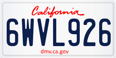CA license plate 6WVL926
